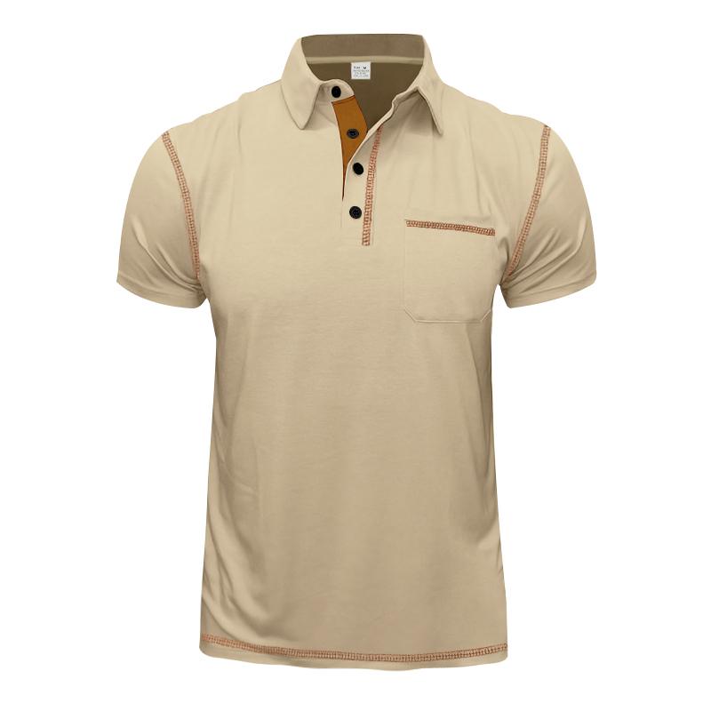 Men's Polo Shirt Summer Solid Color Button Pocket Short Sleeve Polo Shirt Street Stroll Fashion Casual Collar T-Shirts