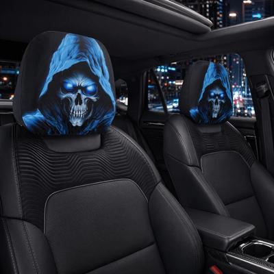 2PCS Scary Face Print Seat Headrest Protectors Auto Interior Decoration Cover  Decoration