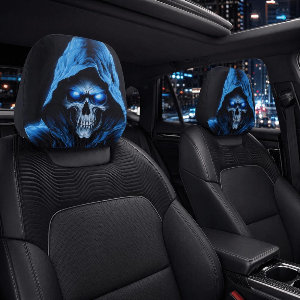 2PCS Scary Face Print Seat Headrest Protectors Auto Interior Decoration Cover Decoration