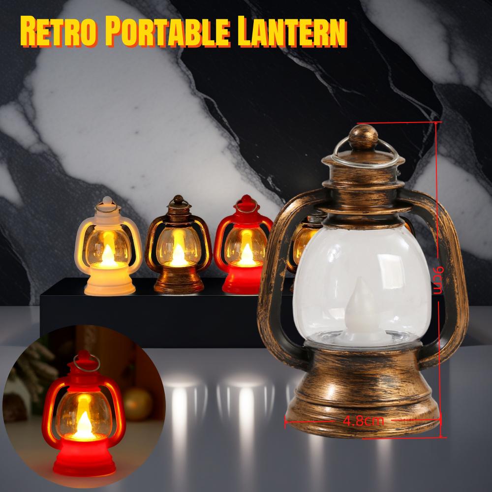 

Retro Portable Lantern Vintage LED Light Christmas Decoration Halloween Electronic Candlestick Bar Atmosphere Layout Light червоний
