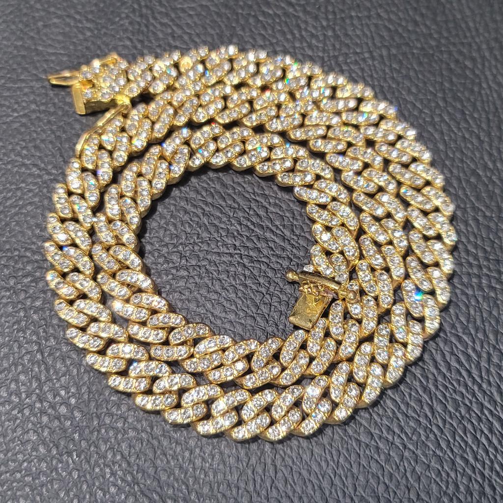 Módní Hip Hop Miami Kubánský Náhrdelník Řetízek Plný Diamantů 9mm 12mm 15mm 20mm 24mm Řetízky s Přívěskem Dlouhé Zapínání Spona Šperky Dárek
