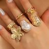 Trendiges Grenzüberschreitendes Metallblumen-Set mit offenem Ring - Damenmode-Accessoires