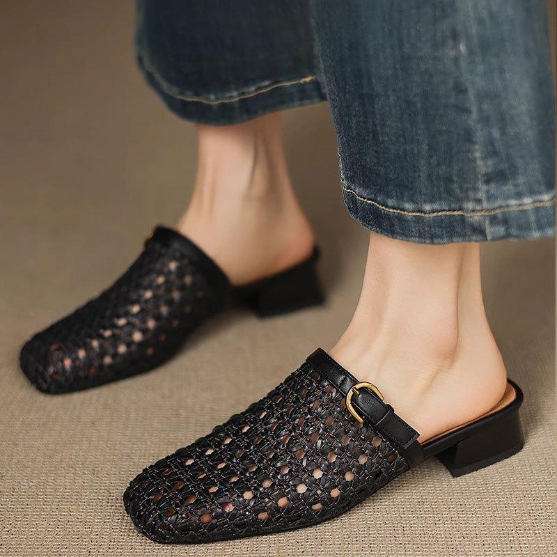 

Перфорированная обувь Дышащие носки Полушлепанцы Обувь на толстом каблуке Обувь на низком каблуке Одинарная обувь 38 чёрный