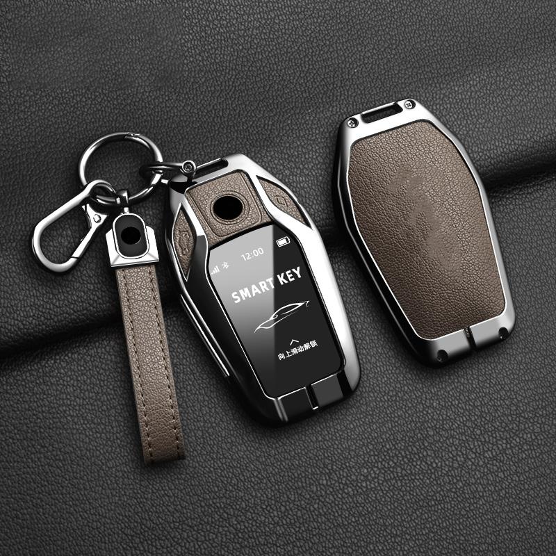 New Auto Alloy Sheepskin Car Key Case For BMW 7 Series 730 740 535L E6 Series X3 X 5 X7 LED Smart Remote Control Auto Keychain