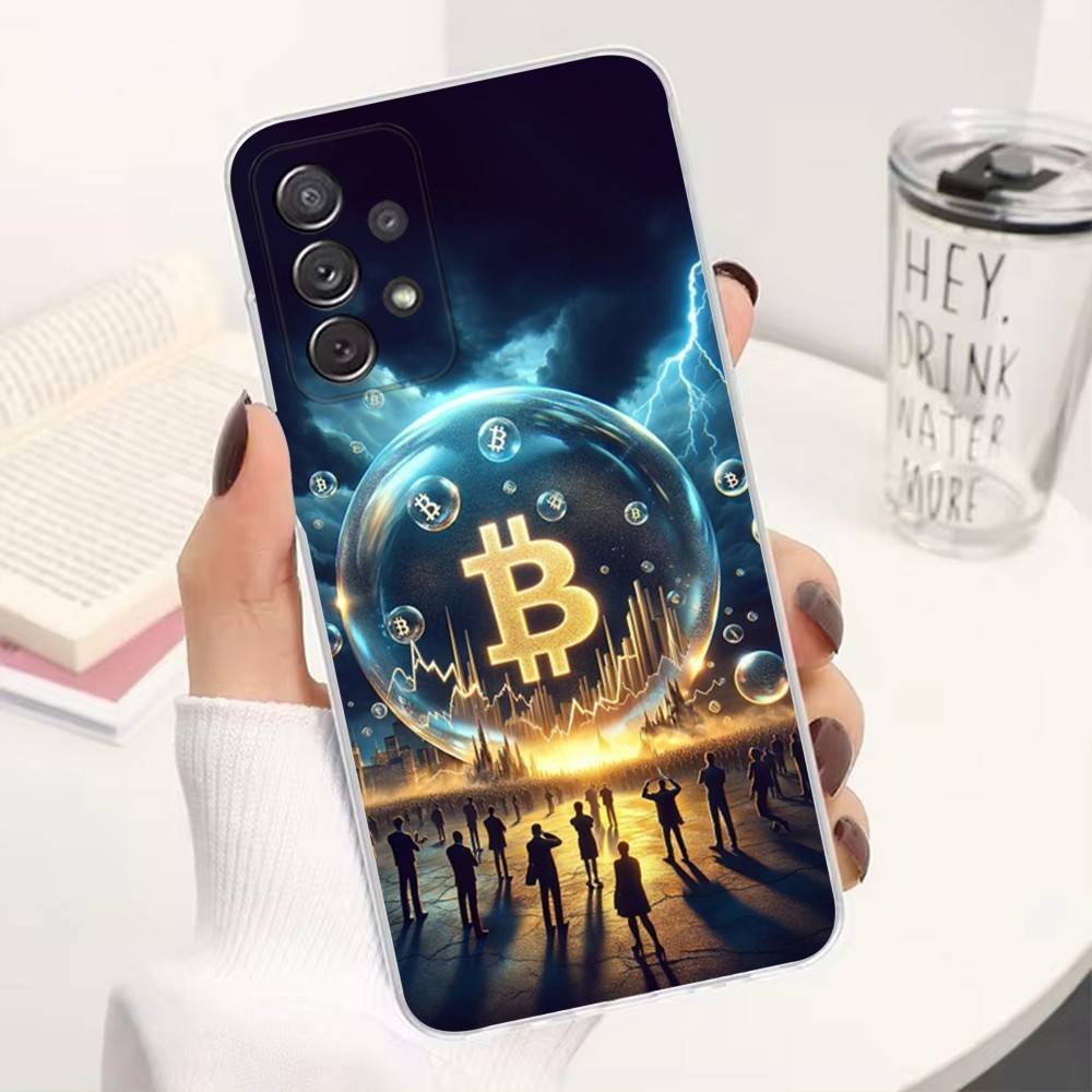 Bitcoin Digital Currency For Samsung A30,71,51,S9,10,20,Ultra,S22,23,21,PIus,FE,Lite,Transparent, Silicone Case