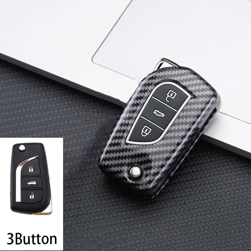 Flip 2 3 4 Button Carbon Car Key Case Cover For Toyota Camry   Corolla Key Cover Car Accessories Keychain Keyring Holder