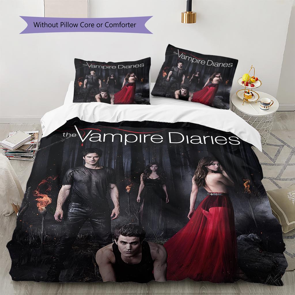 The Vampire Diaries Pattern Bedding Home Decoration Birthday Gift (1 * Duvet Cover + 2 * Pillowcase, Without Core)