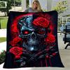 1pc Skull Printing Lightweight Flannel Blanket, Comfortable and Warm Blanket, for Camping Sofa Bed and Couch Office, Gift