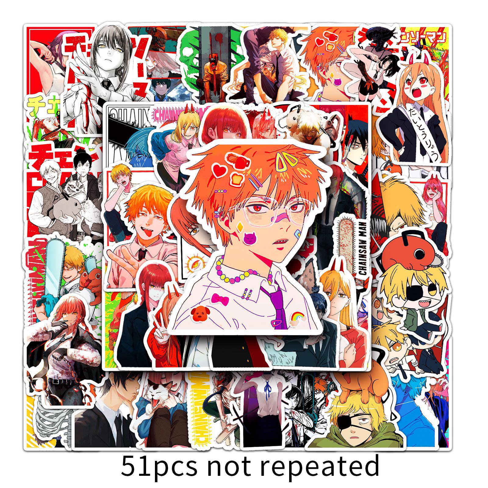 51-Piece Chainsaw Man Anime Stickers: Cartoon Graffiti, Waterproof DIY for Phone Cases & Luggage