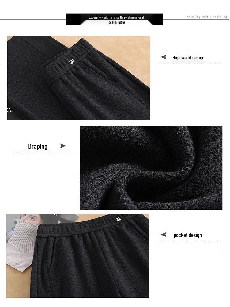 Winter 2025 Mom's Thickened Wide-Leg Pants for Middle-Aged & Elderly Women - Stylish, Warm, Casual Long Pants