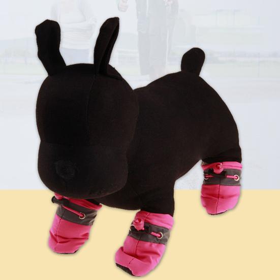 4Pcs Winter Dog Puppy Anti-Slip Sole Adjustable Boots with Shoes Warm Waterproof Fleece Lined Dog