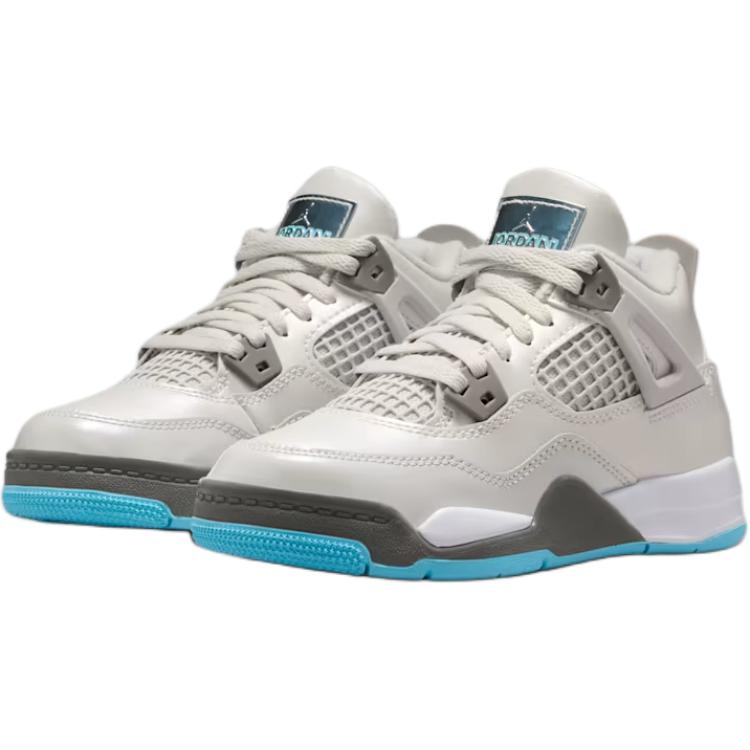 Air Jordan 4 Retro PS Photon Dust Blue Chill Kids Sneakers Grey Flat-Pewter White HV4682-014