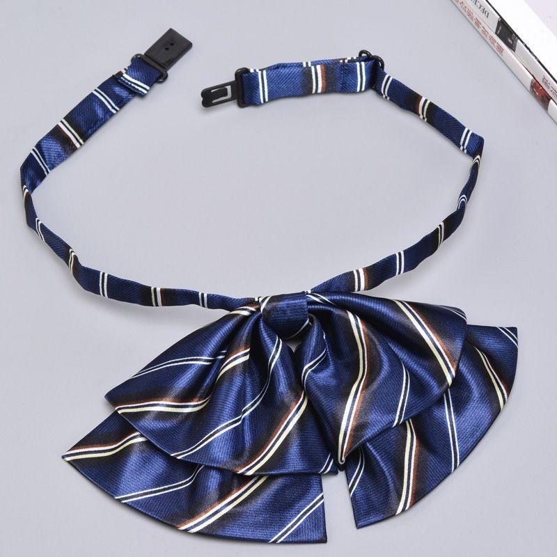 Business Attire Double Layer Bow Tie For Women With Polyester Material And Button Fastening