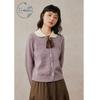 ZIHAN Women's Contrast Lapel Knitted Cardigan