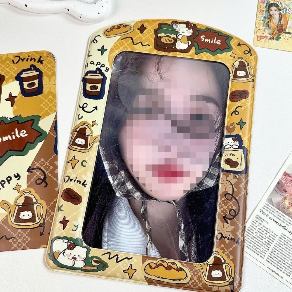 

Обложка для карточек формата А4 Большая Защитная обложка для фото корейского идола Креативный держатель для фотокарточек Coffee Kitten
