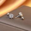 Crown Threaded Earrings Women'S Silver Temperament Simple Black Single Diamond Personalized Men'S Screw Bone Earrings