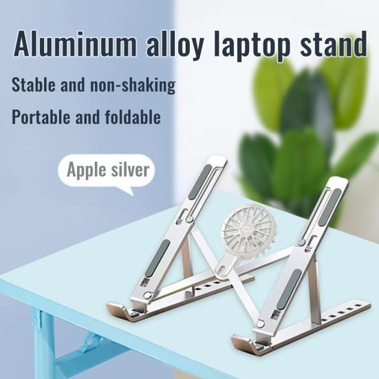 Aluminum Alloy Laptop Stand with Heat Dissipation Fan Portable Folding Lightweight Heavy Duty Metal Desktop Tablet Computer Riser Holder