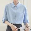 Navava Women Casual Retro Short Sleeve Collar Shirt Nb2807