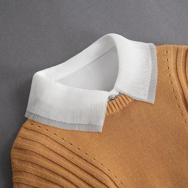 Fashion Front Tie White Fake Collar for Women Stand Detachable Collar Fake Girls Vintage Lace Ladies False Blouse Collar