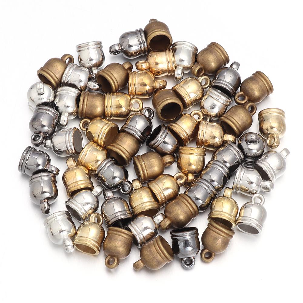 30-100pcs/lot CCB Tassel Caps Beads KC Gold Leather Rope End Tip Cap Beads For DIY Handmade Bracelet Necklace Making Accessories