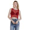 Sexy durchsichtiges Mesh-Crop-Top für Damen, ärmellos, Rundhalsausschnitt, transparent, ausgeschnitten, Y2K Sommer-Clubwear-Top