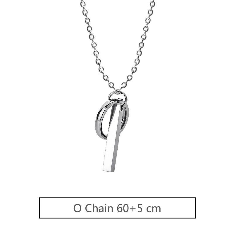 Minimalist Chain Pendant  New Geometric Round Hoop Cuboid Pendant Necklace for Women Men Stainless Steel Sweater Chains