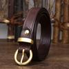2.4Cm Wide Leather Belt Women'S Copper Buckle Korean Version Trendy Versatile Personalized Retro Pure Cowhide Jeans Belt