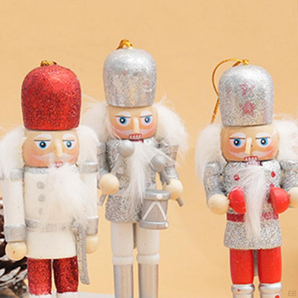 5 Pieces Christmas Nutcracker Hanging Ornaments Miniature Figures Puppet Toy