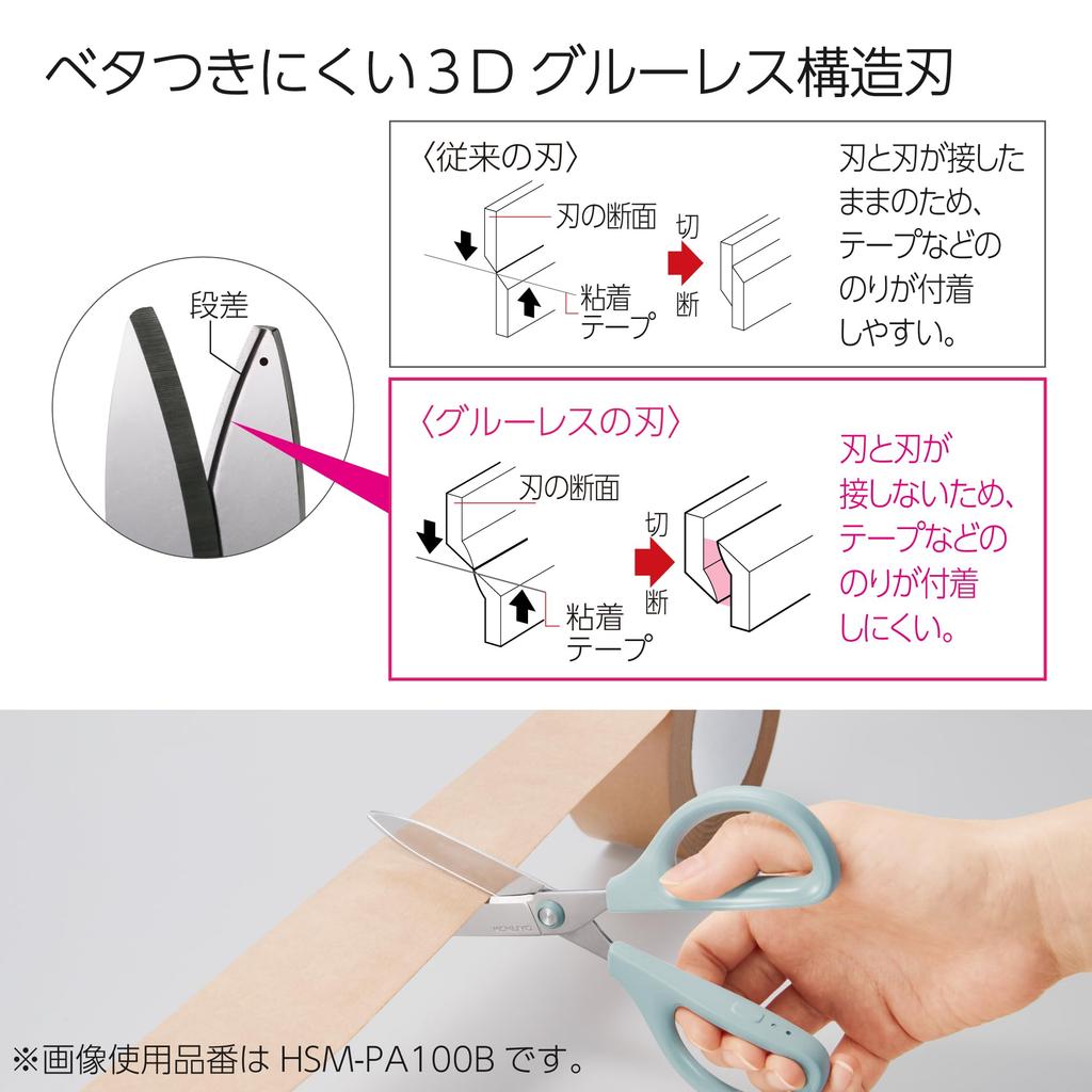 Kokuyo Glueless Scissors, Sakusa, Blade, Blue, HSM-PA100B