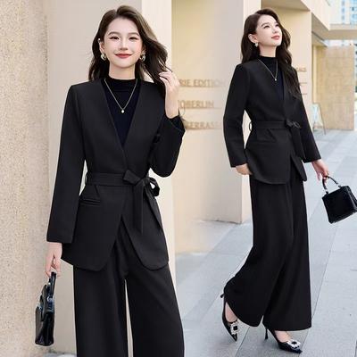 Suit Suit for Women, Autumn New Temperament, Goddess Style Professional Wide-leg Pants Two-piece Set