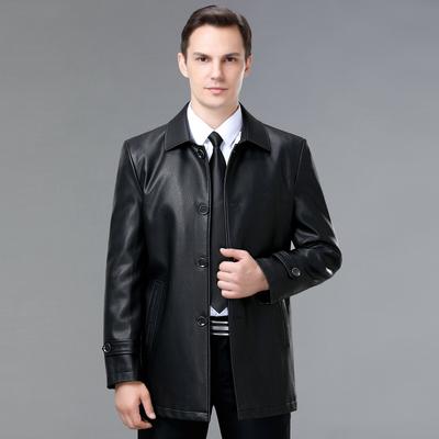 Herrenlederjacke Herbst und Winter neue Mode Koreanischer Stil Revers Freizeitjacke Herren dicke Lederjacke Business-Trend