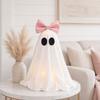 yangyizhi LED Ghost Decoration, Halloween Pink Bow Tabletop Ornament, Soft Fabric Haunted House Decor with Warm Glow for Home
