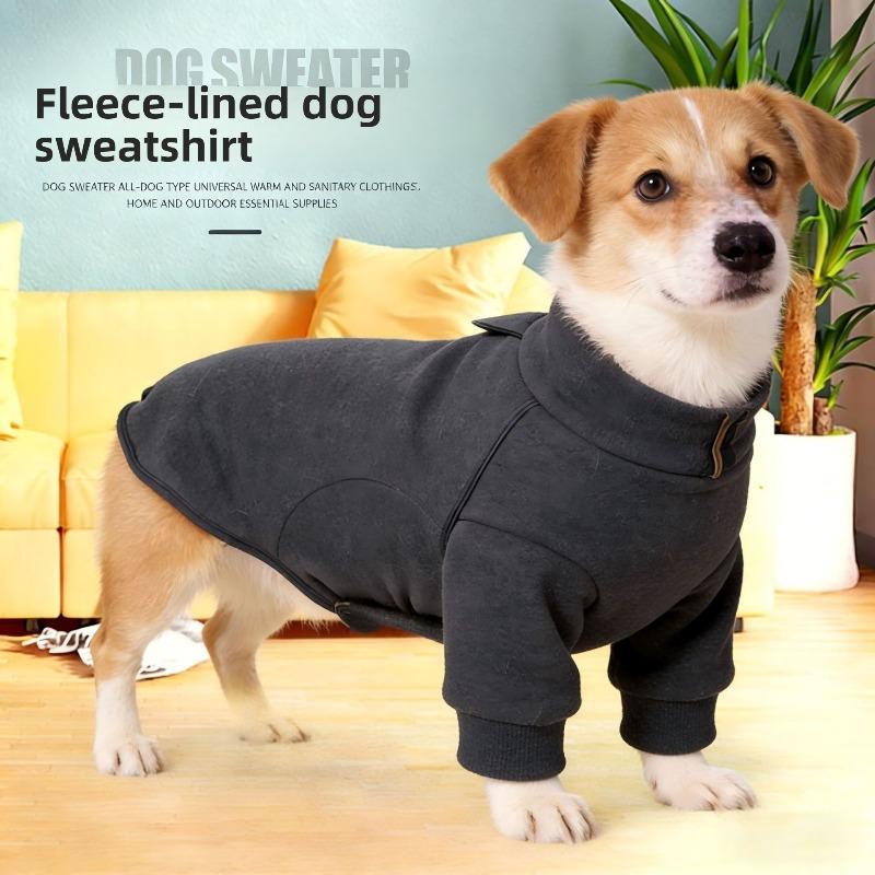 New Autumn and Winter Dog Clothes for Keeping Warm At Home. High-necked, Fleece-lined Dog Sweaters, Coats for Pets. Dog Clothing.
