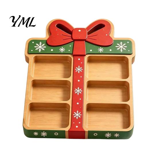 Decorative Tray for Fruit Cheese Christmas Snack Serving Tray, Divided Holiday Appetizer Platter, Cute Snowman/Tree/Penguin/Cow Shaped Table