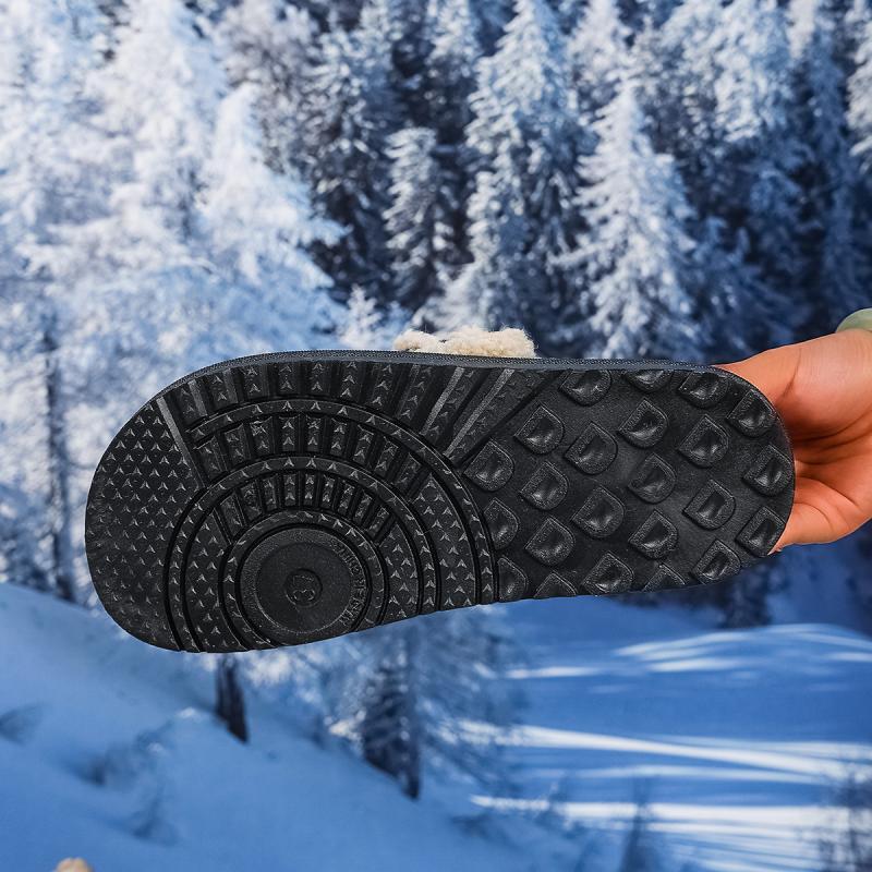 Soft Thick Bottom Furry Casual Shoes Women 2025 Winter Warm Short Plush Flats Shoes Metal Buckle Non Slip Snow Boots for Woman