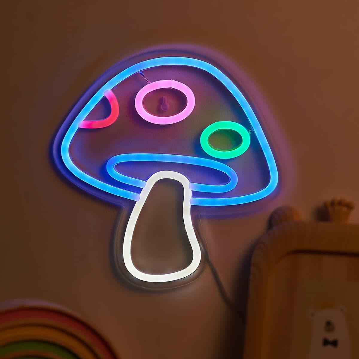 

USB Mushroom Atmosphere Lamp: Creative LED Neon Light for Room Decor, Small Size 5V Dimmable