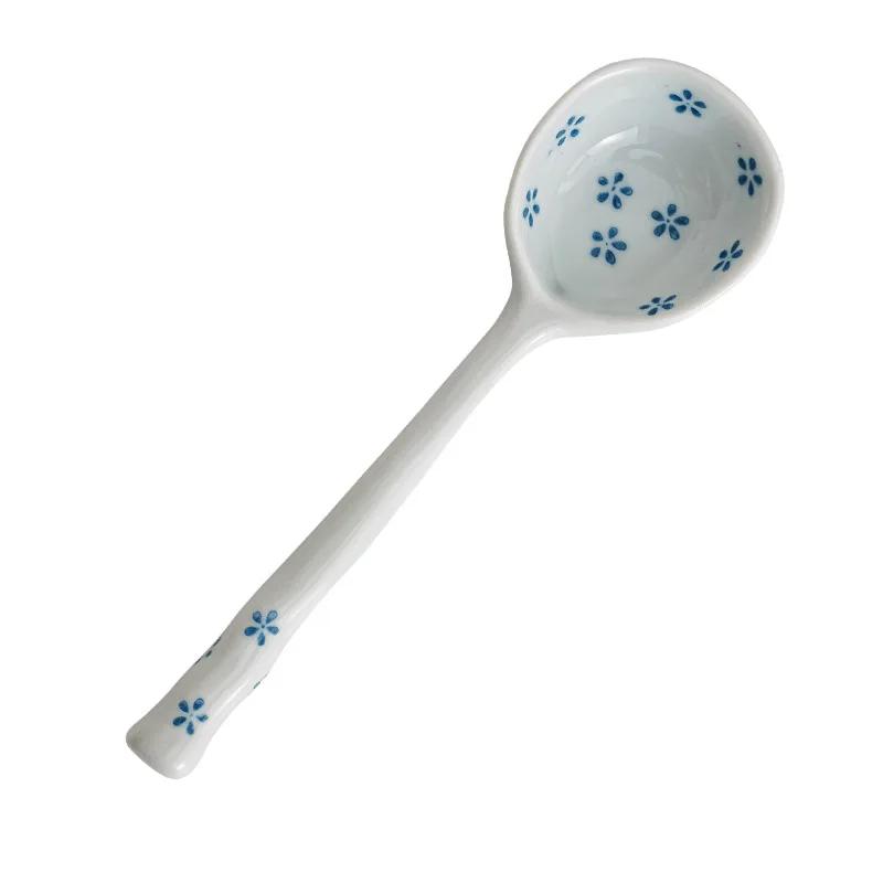 6-piece Set  Japanese Ceramic Small Spoon, Household Soup Mixing Spoon Spoon Cute High Color Value Ins Rough Pottery Soup Spoon