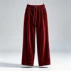 Women's Fashion High Waist Pants, Korean Velvet Casual Long Trousers for Everyday Wear