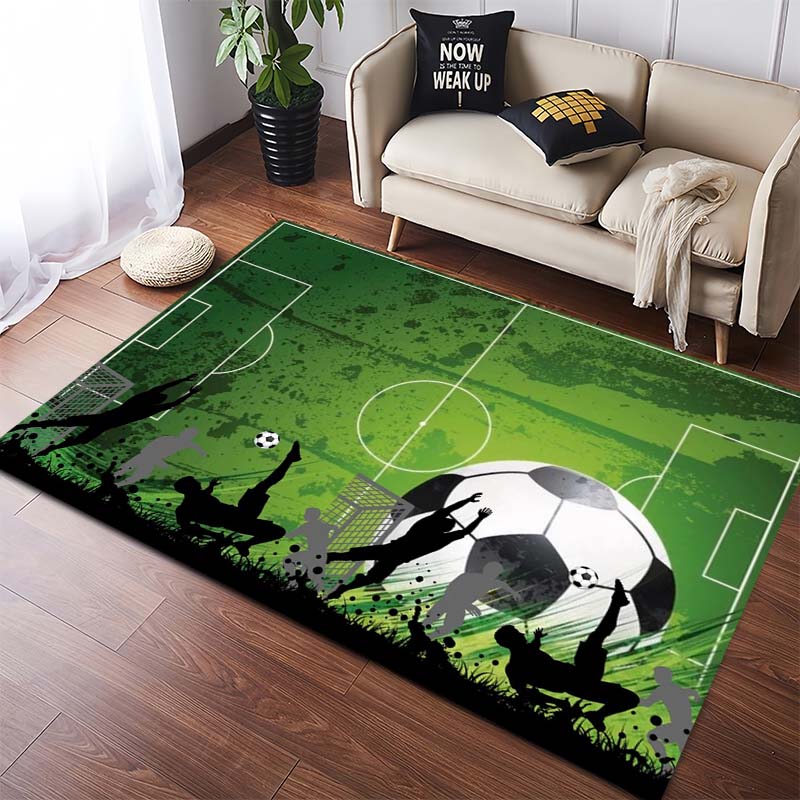 Night Stadium Dynamic Football Tackle Match Player Scene Non Slip Area Rug Washable Sports Fan Living Bedroom Game Room Decor Floor Carpet