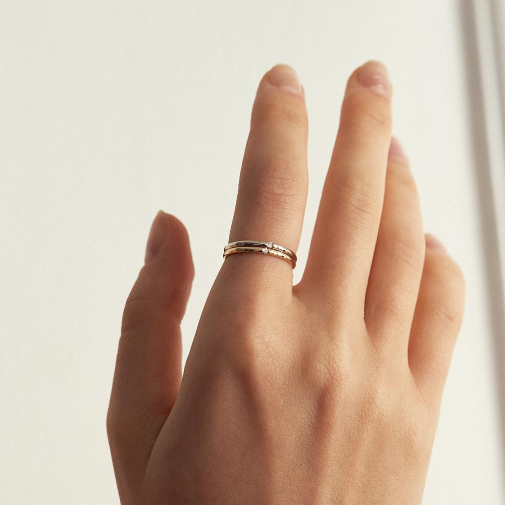 Lunne 14K Diamond Slim Essence Ring (14K Gold) Lcr04 (B Type)