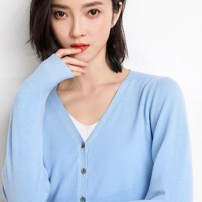 New Bottoming Shirt V-neck Cardigan Short Outer Sweater Women's Loose Coat Long-sleeved Knitted Cardigan