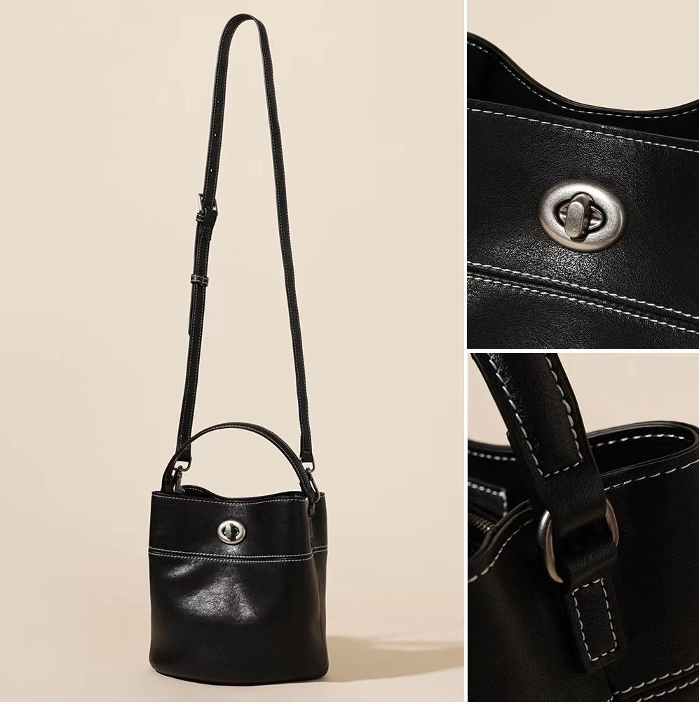 Women's Genuine Leather Vintage Light Luxury Cowhide Crossbody Bag Single Shoulder Casual Versatile Commuter Bag