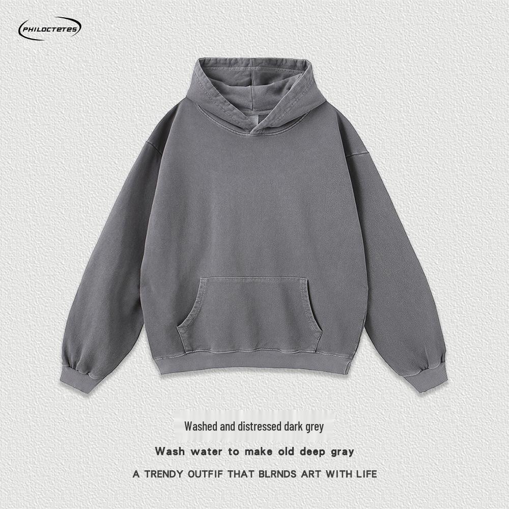 420g Salt-Washed Distressed Oversized Retro Hoodie