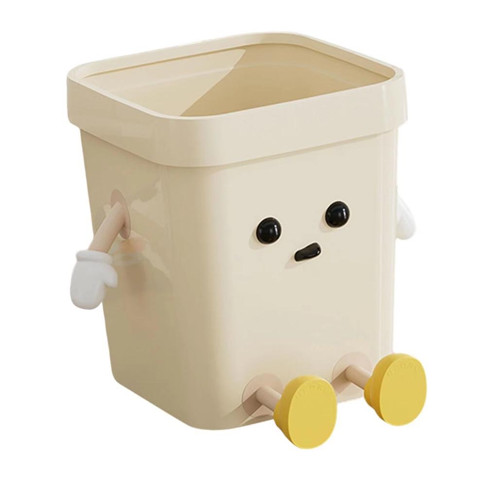 Storage Bin Trash Can Food Waste Plastic Wastebasket Lightweight Square Garbage Can  Kitchen