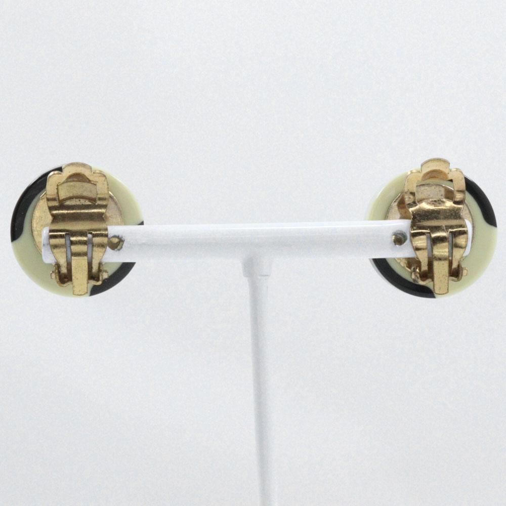 Chanel COCO Mark Earring By Color Black / White plastic/Plated Gold 6.9g Women Used