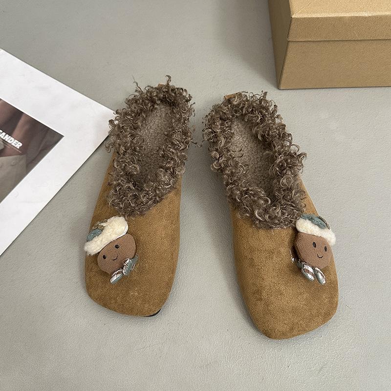 

Women s Retro Lightweight and Comfortable Non-slip Heightening Winter Warm Plush Lining Non-slip Durable Casual Cotton One-step Half Slippers 40 жовтий