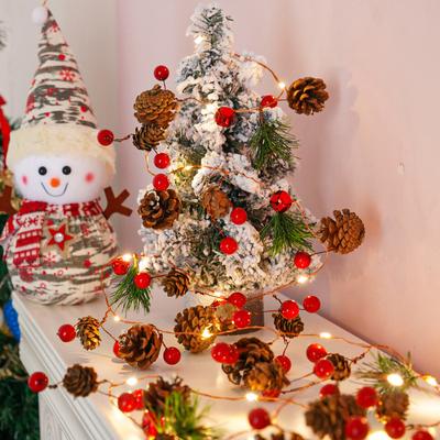 20 LEDs String Lights Red Berry Pine Cone Garland Lights  Christmas Decorations for Home  Garland for Home Decor