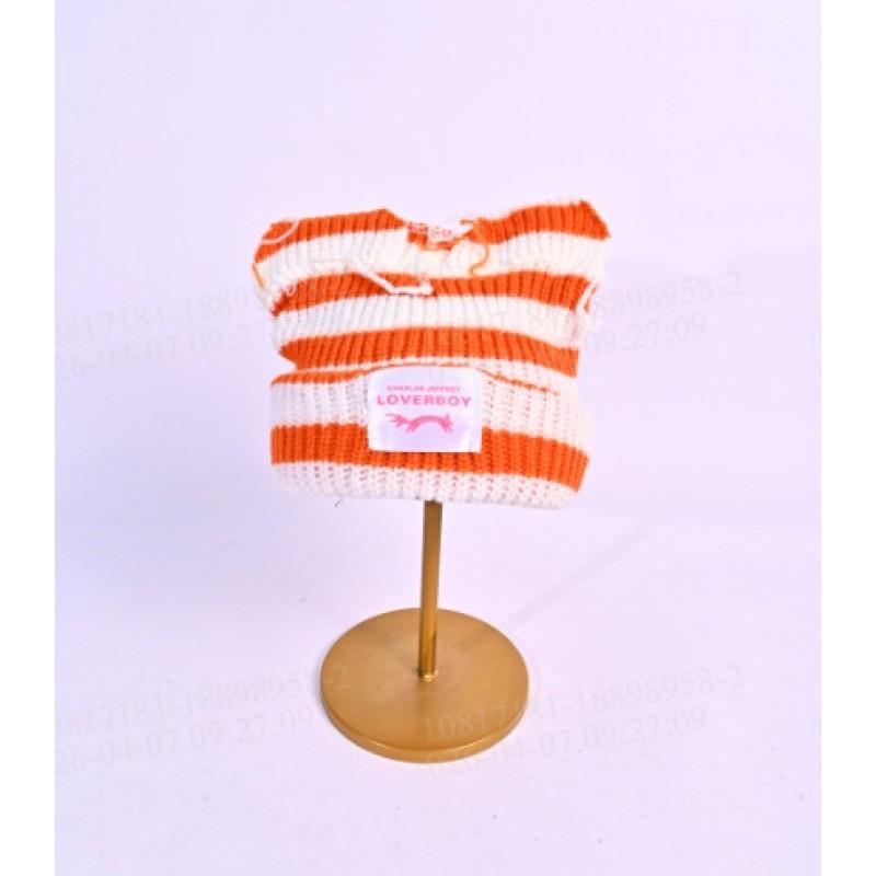 Damen Gestrickte Mütze mit Ohrenklappen und Streifen Niedliche Katze Ohrenschützer Mütze Winterlich Warm Weich Pullover Mütze