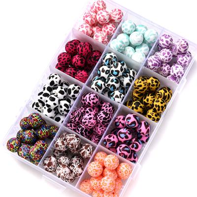 15mm 10 Stück Bedruckte Silikonperlen Knabberperlen DIY Anhänger Neugeborenen Pflegezubehör Halskette Schnullerkette Zahnungspielzeug
