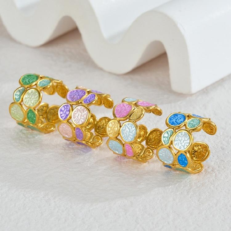 Modischer Offener Ring mit zwei Ebenen aus Edelstahl, Verstellbarer Schmuck, Einzigartiges Kreisförmiges Design, Für den täglichen Gebrauch, Geschenk